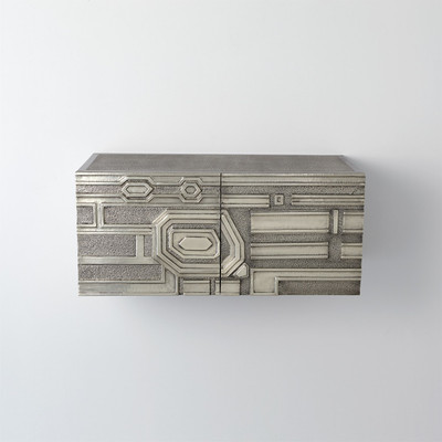 Global Views Abstract Block Cabinet - Left - Silver