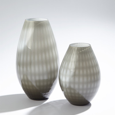 Global Views Cased Glass Grid Vase - Grey - Sm