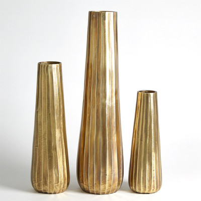 Studio A Chased Round Vase - Antique Brass - Lg