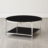 Global Views Circle/Square Cocktail Table - Nickel w/Black Granite