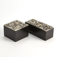 Global Views Crater Top Box - Nickel - Black Granite - Square