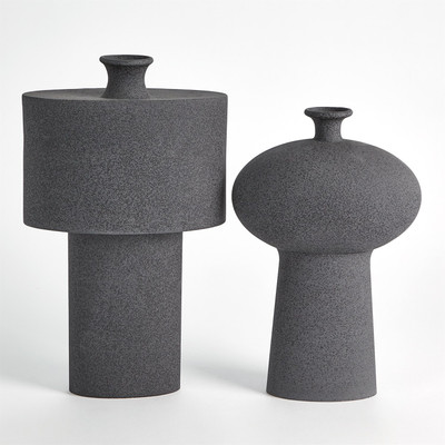 Studio A Folk Oval Drum Vase - Black Stone
