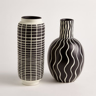 Global Views Graphic Grid Cylinder Vase - Black/White