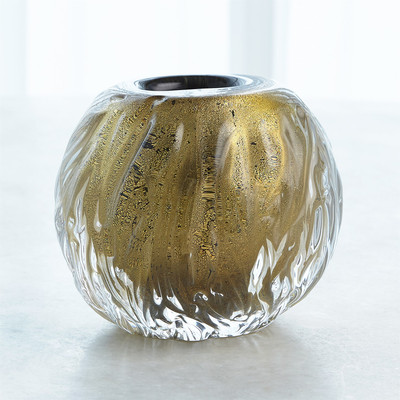 Global Views Round Swirl Vase - Gold