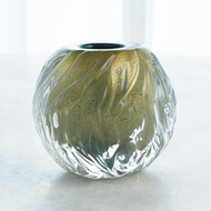 Global Views Round Swirl Vase - Green Gold
