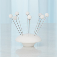 Global Views S/8 Alabaster Cocktail Picks w/Base - White