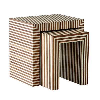 Studio A Sienna Nesting End Table - Walnut/Bone - Sm