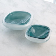 Global Views Square Cased Glass Bowl - Azure - Sm