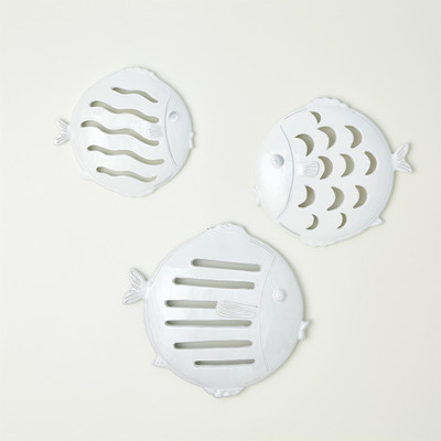 Global Views Wall Mount Fish White - Med