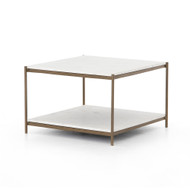 Four Hands Felix Bunching Table - Antique Brass - Polished White Marble