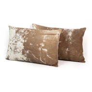 Four Hands Harland Modern Cowhide Pillow - Set Of 2- 16X24" - Warm Brown