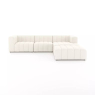 Four Hands Langham Channeled 3 - Piece Sectional - Right Chaise W/ Ottoman - Fayette Cloud