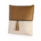 Four Hands Leather and Linen Block Pillow