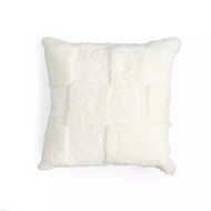 Four Hands Patchwork Shearling Pillow - Cream - Cover + Insert