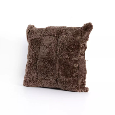 Four Hands Patchwork Shearling Pillow - Taupe - Cover + Insert