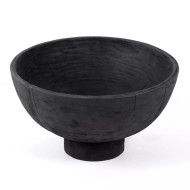 Four Hands Turned Pedestal Bowl - Carbonized Black