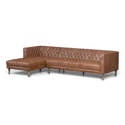 Four Hands Williams 2 - Pc Sectional- Natural Washed Chocolate - Left Arm Facing