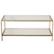Taylor Hammered Gold Leaf Rectangular Coffee Table With Beveled Glass Shelves image 1