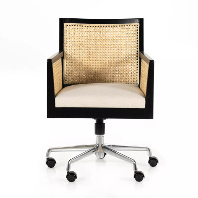 Four Hands Antonia Cane Arm Desk Chair - Brushed Ebony