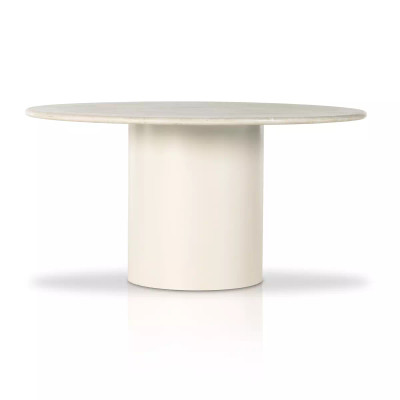 Four Hands Belle Round Dining Table - 60" - Cream Marble