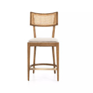 Four Hands Britt Counter Stool - Toasted Nettlewood W/ Savile Flax