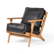 Four Hands Brooks Lounge Chair - Rialto Ebony - Smoked Drift Oak