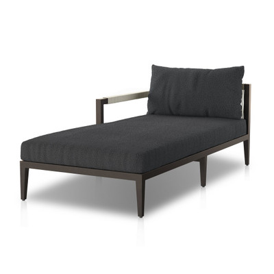 Four Hands BYO: Sherwood Outdoor Sectional, Bronze - Fiqa Boucle Slate - Left Chaise Piece