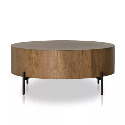 Four Hands Eaton Drum Coffee Table - Amber Oak Resin