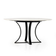 Four Hands Gage Dining Table - 60" - Polished White Marble W/ Dark Kettle Black