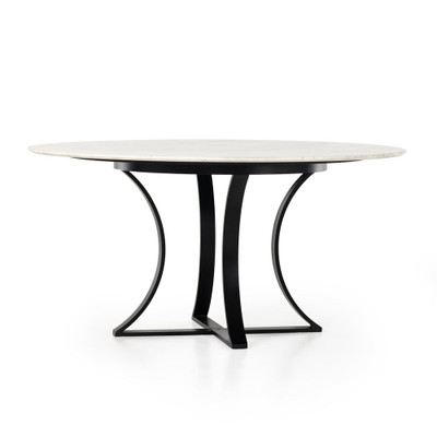 Four Hands Gage Dining Table - 60" - Polished White Marble W/ Dark Kettle Black