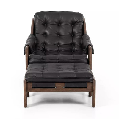 Four Hands Halston Chair W/ Ottoman - Heirloom Black