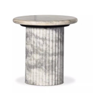 Four Hands Oranda End Table - Polished White Marble