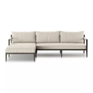 Four Hands Sherwood Outdoor 2 - Piece Sectional, Bronze - Left Chaise - Fiqa Boucle Cream
