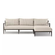 Four Hands Sherwood Outdoor 2 - Piece Sectional, Bronze - Right Chaise - Fiqa Boucle Cream