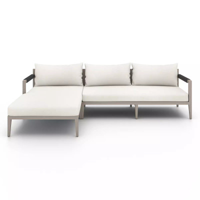 Four Hands Sherwood Outdoor 2 - Piece Sectional, Weathered Grey - Left Chaise - Natural Ivory