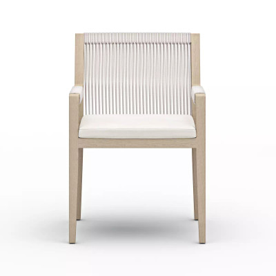 Four Hands Sherwood Outdoor Dining Armchair, Washed Brown - Natural Ivory