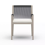 Four Hands Sherwood Outdoor Dining Armchair, Weathered Grey - Natural Ivory