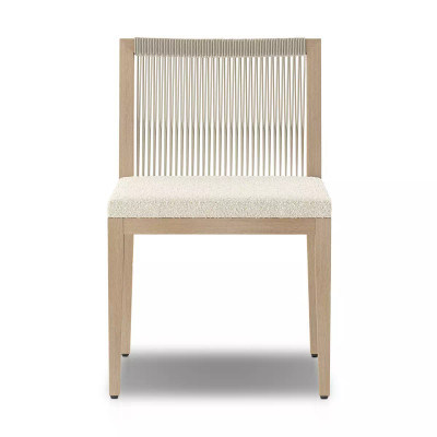 Four Hands Sherwood Outdoor Dining Chair, Washed Brown - Fiqa Boucle Cream