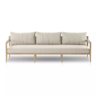 Four Hands Sherwood Outdoor Sofa, Washed Brown - 93" - Fiqa Boucle Cream