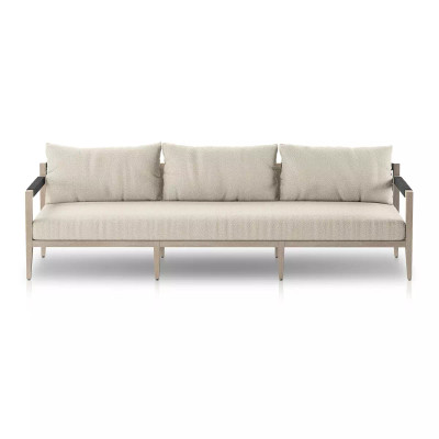 Four Hands Sherwood Outdoor Sofa, Weathered Grey - 93" - Fiqa Boucle Cream