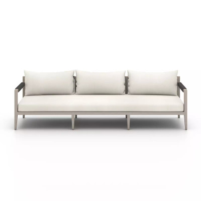 Four Hands Sherwood Outdoor Sofa, Weathered Grey - 93" - Natural Ivory