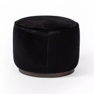 Four Hands Sinclair Round Ottoman - Dark Hair On Hide