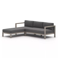 Four Hands Sonoma Outdoor 2 - Piece Sectional, Weathered Grey - Left Arm Facing - Charcoal (Closeout)