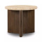 Four Hands Toli End Table - Rustic Fawn Veneer - Travertine