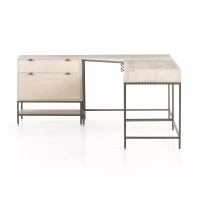 Four Hands Trey Desk System With Filing Cabinet - Dove Poplar