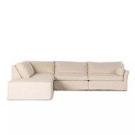 Four Hands Delray 4 - Piece Slipcover Sectional - Right Arm Facing W/ Ottoman