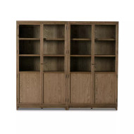 Four Hands Millie Panel and Glass Door Double Cabinet - Drifted Oak Solid
