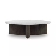 Four Hands Toli Coffee Table - Smoked Black Veneer - Italian White Marble