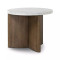 Four Hands Toli End Table - Rustic Fawn Veneer - Italian White Marble