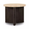 Four Hands Toli End Table - Smoked Black - Travertine